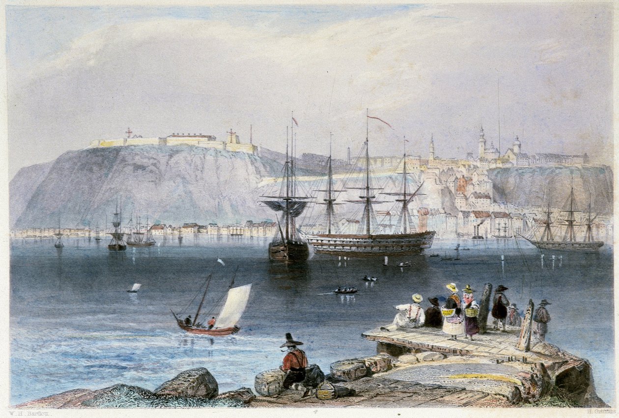 Vue de Québec et de son port (Canada) - i "" Canadian Scenery illustrert"" av William Henry Bartlett, red. George Virtue av William Henry Bartlett
