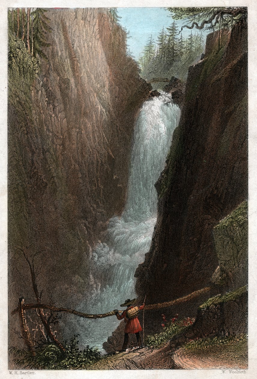 Fosser i Aar. (Gravering, ca. 1850) av William Henry Bartlett
