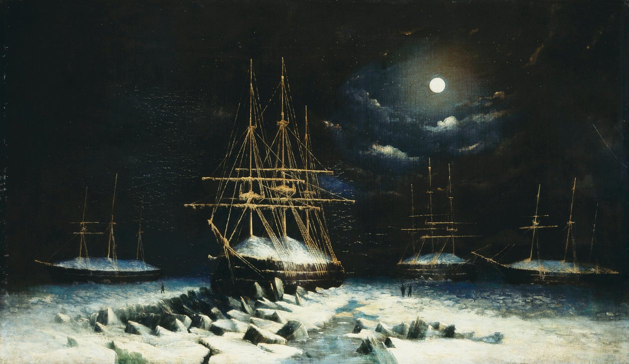 The British Naval Franklin Search Expedition: H.M.S Resolute, Assistance, Intrepid and Pioneer som overvintrer i Arktis, 1850-51 av William Henry Browne
