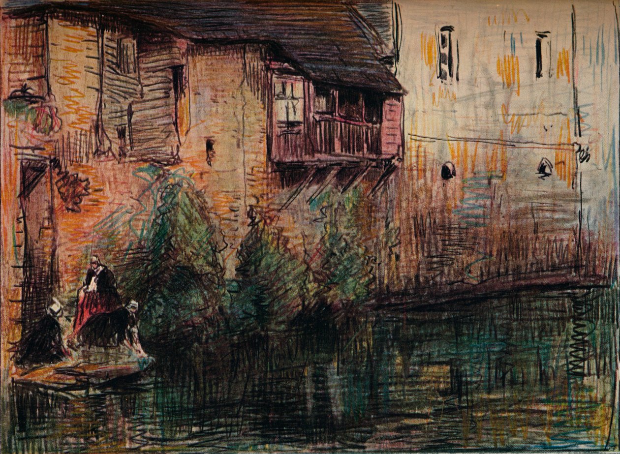 Kanalscene, Quimperle, c1907. av William Henry Charlton