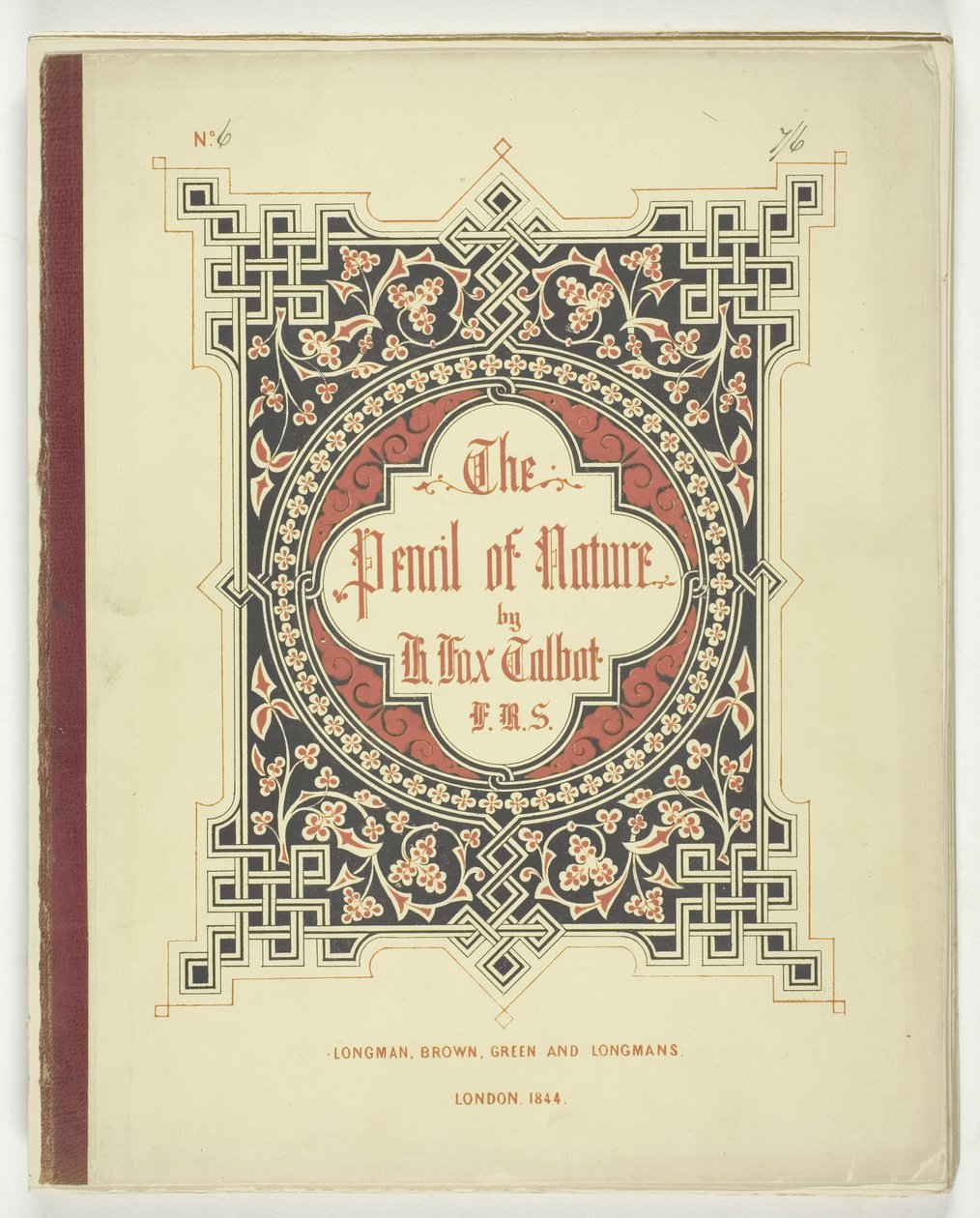 Omslag og tekst fra "The Pencil of Nature," London, 1844 av William Henry Fox Talbot
