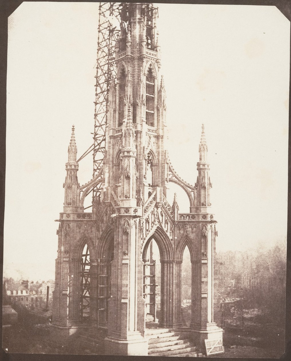 Scott-monumentet før ferdigstillelsen, Edinburgh av William Henry Fox Talbot