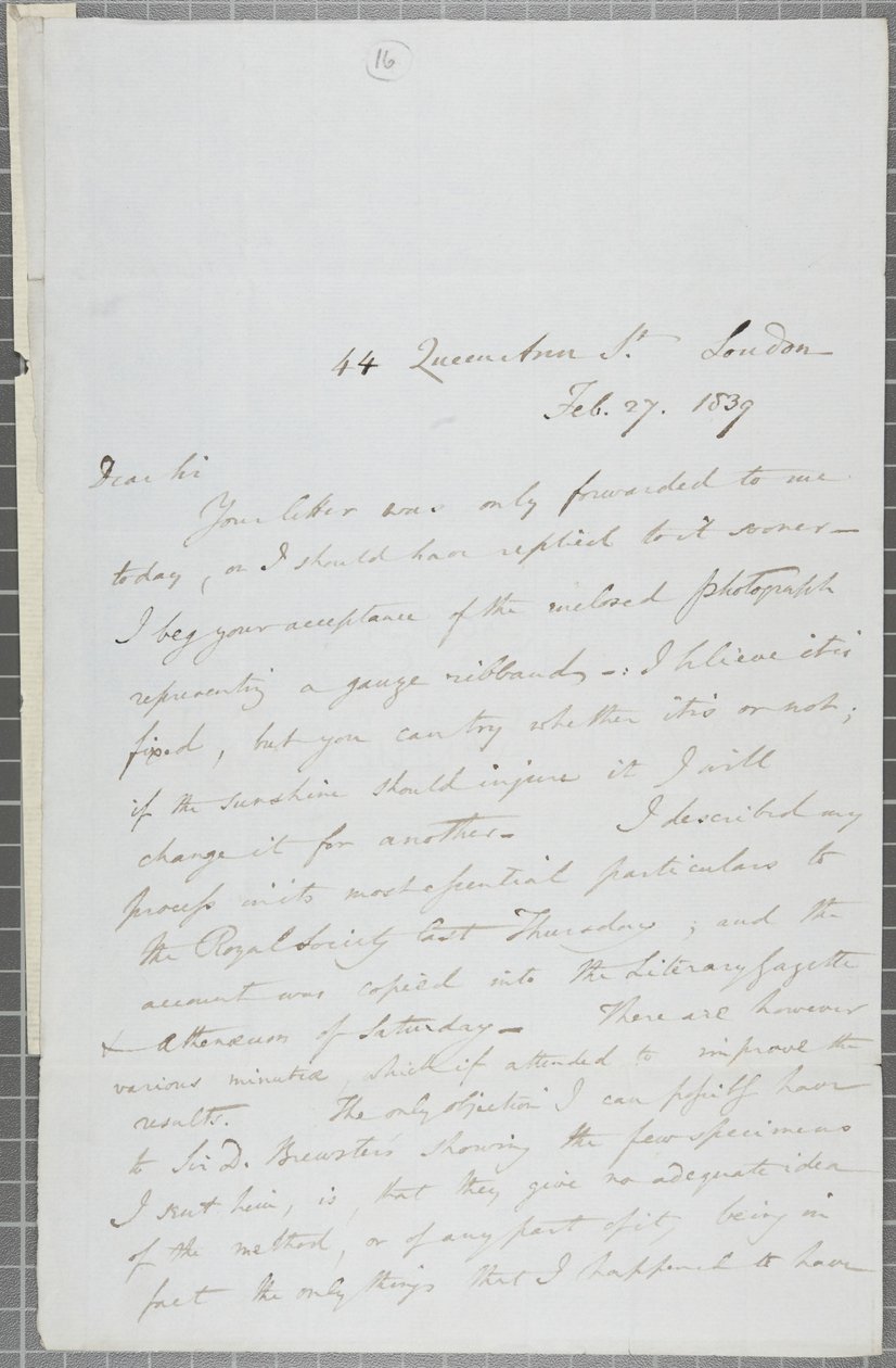 Signert brev fra William Henry Fox Talbot til James David Forbes, 1839 av William Henry Fox Talbot