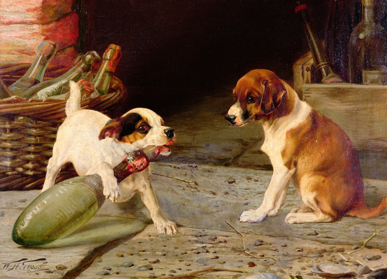 Uncorking the Bottle, 1887 (en av et par) av William Henry Hamilton Trood