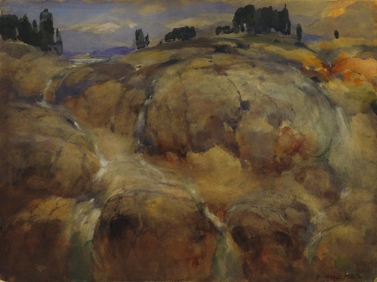 Øde seng av en isbre, n.d. av William Henry Holmes