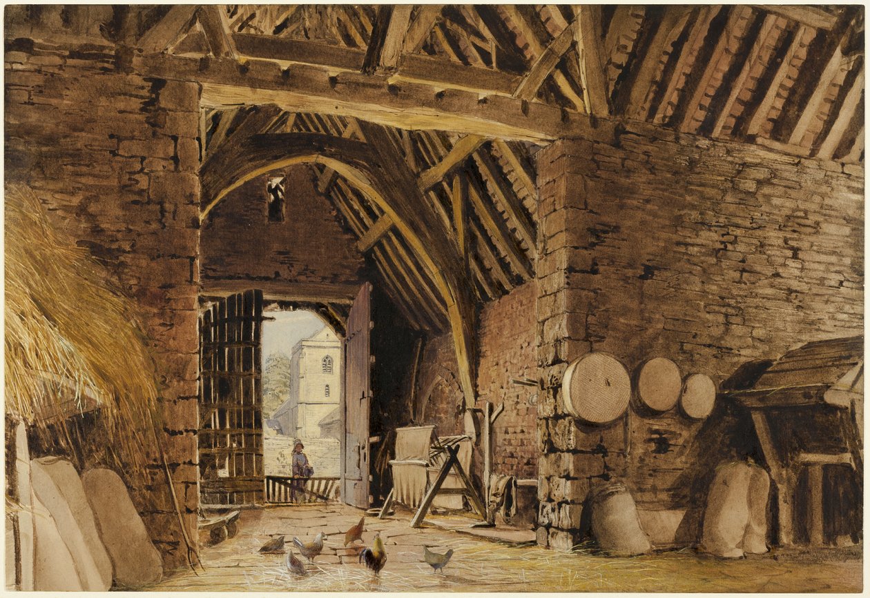 Et låveinteriør av William Henry Hunt