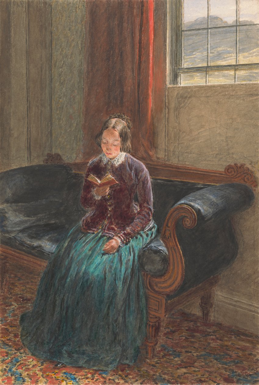 En dame som leser av William Henry Hunt