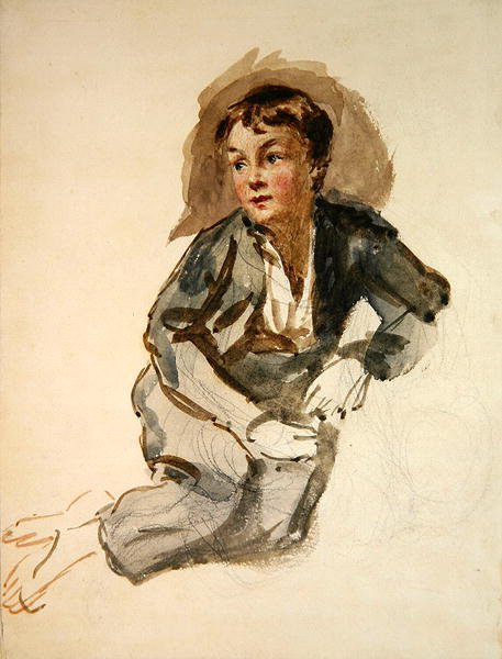 An Urchin (blyant og akvarell på papir) av William Henry Hunt