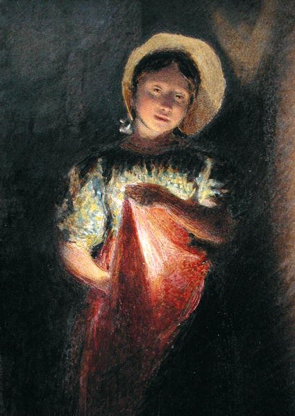 Jente i levende lys (akvarell på papir) av William Henry Hunt