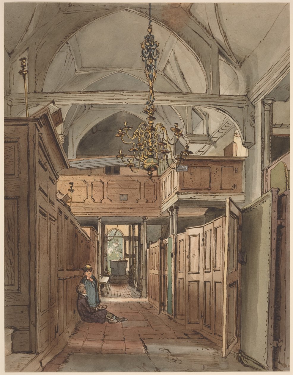 Interiør i Bushey kirke av William Henry Hunt