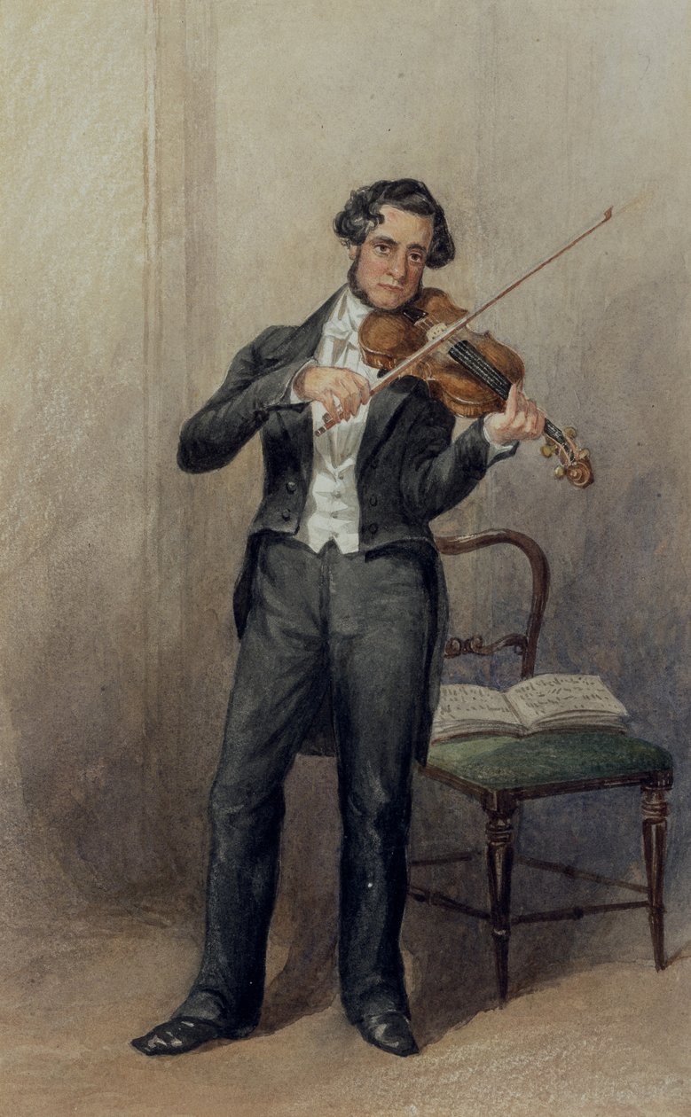Medlem av 6th Duke of Devonshires orkester (akvarell på papir) av William Henry Hunt