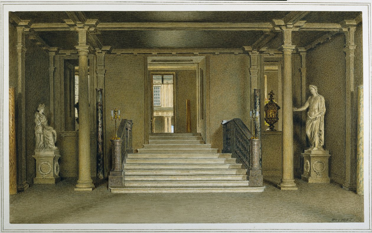 North Entrance Hall på Chatsworth House (akvarell på papir) av William Henry Hunt