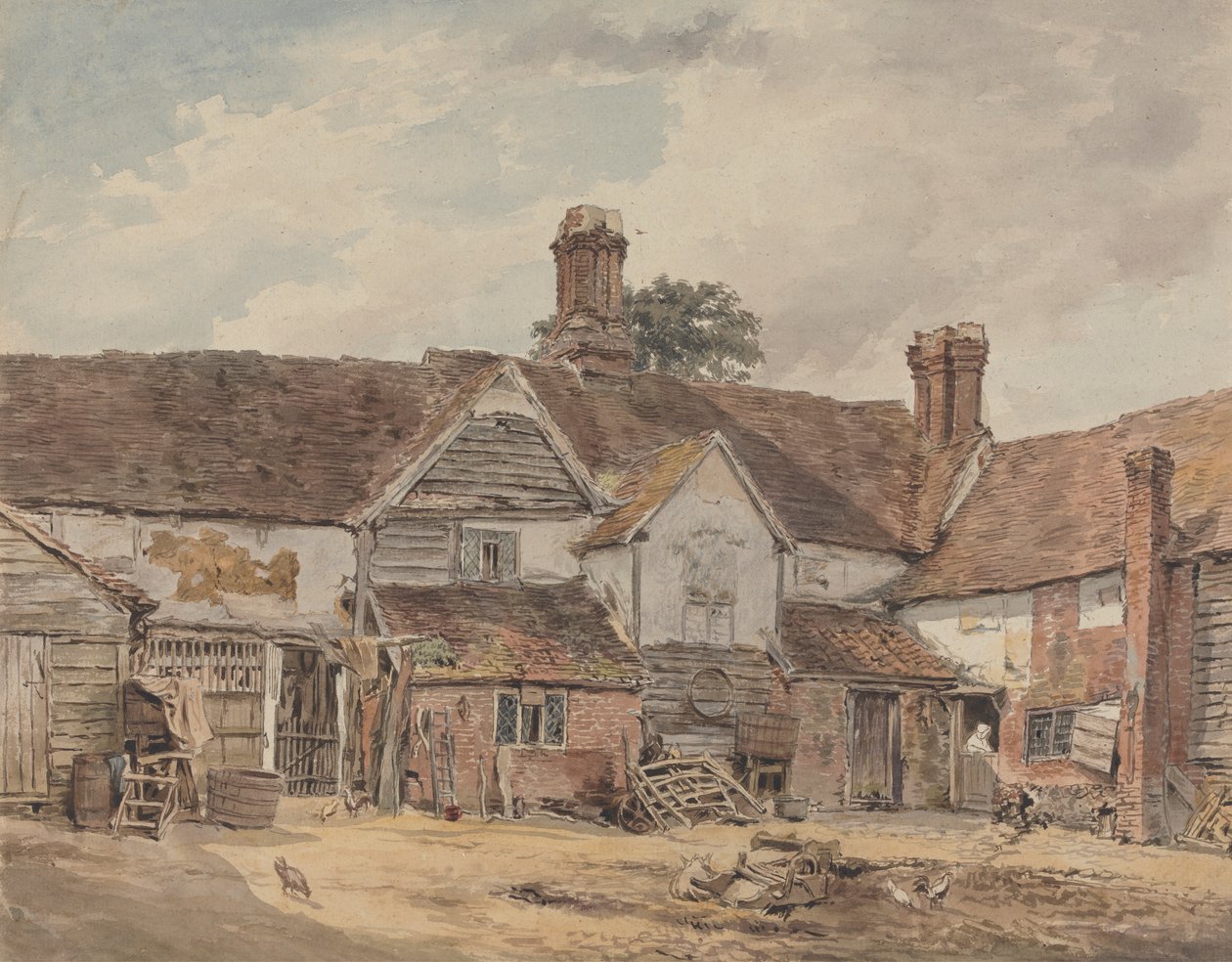 Gamle gårdsbygninger av William Henry Hunt