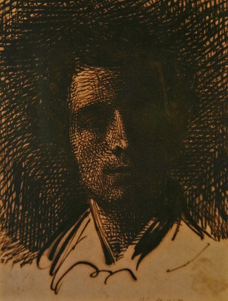 Portrett av J. E. Millais (sepia blekk på papir) av William Henry Hunt