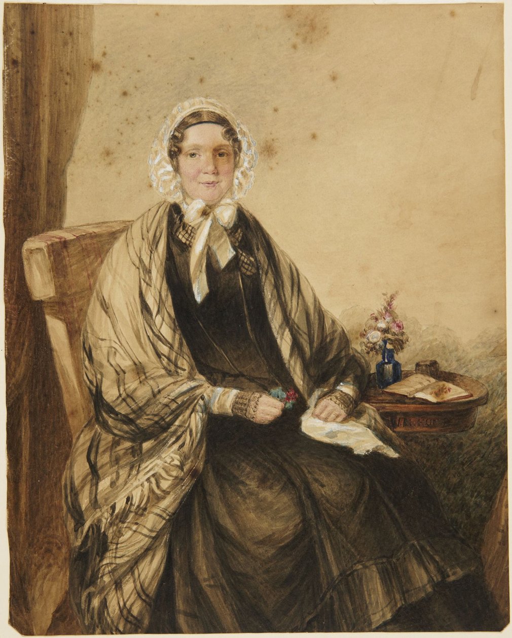 Portrett av en sittende kvinne med sjal av William Henry Hunt
