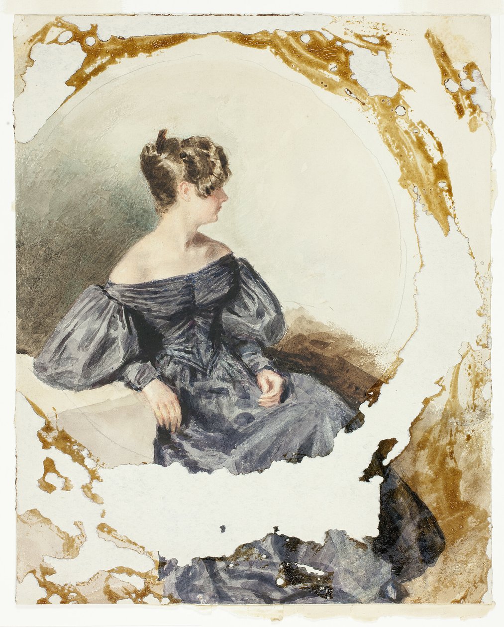 Sittende kvinne i svart kjole av William Henry Hunt