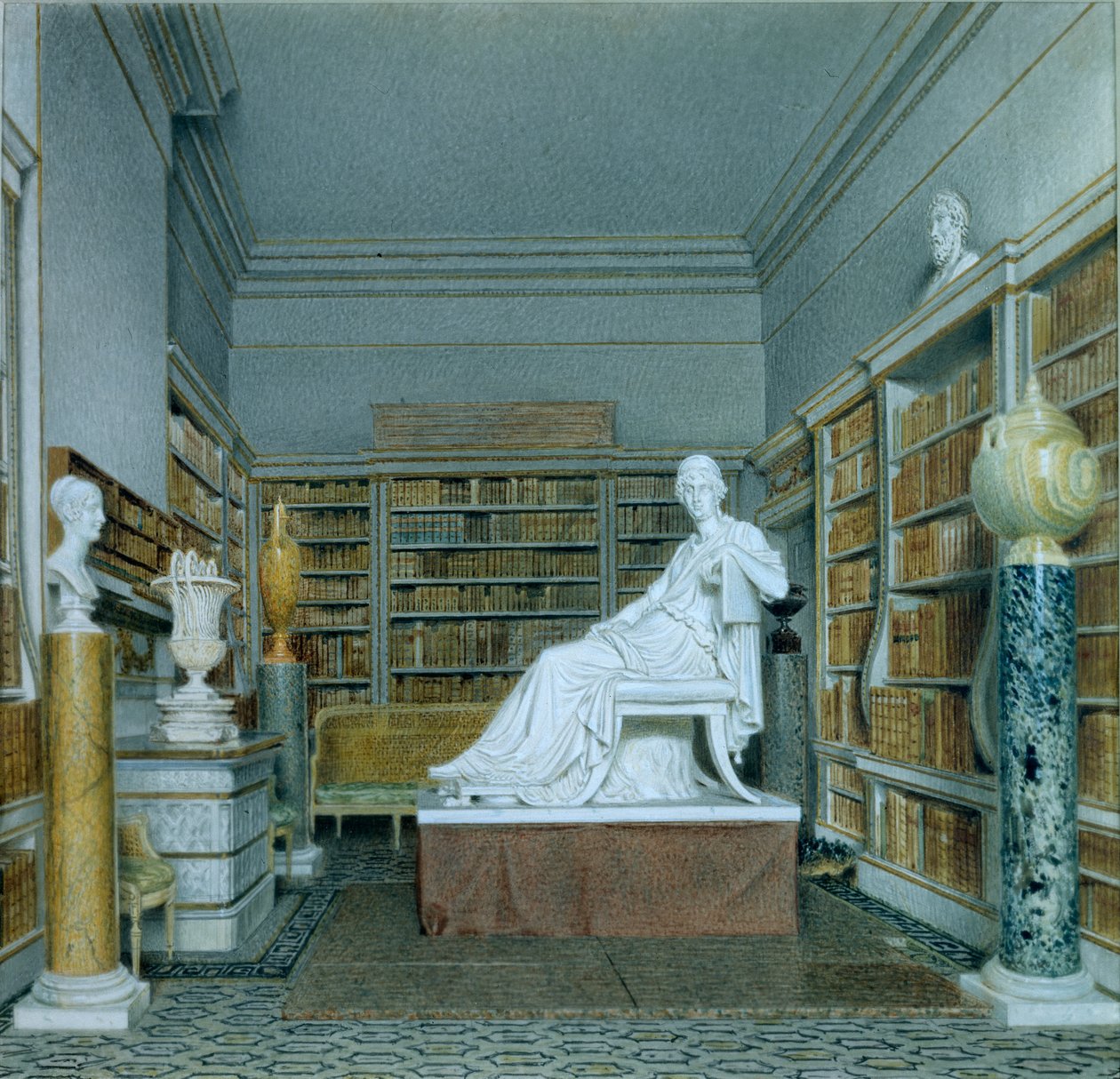 The Old Library, Chatsworth (akvarell på papir) av William Henry Hunt
