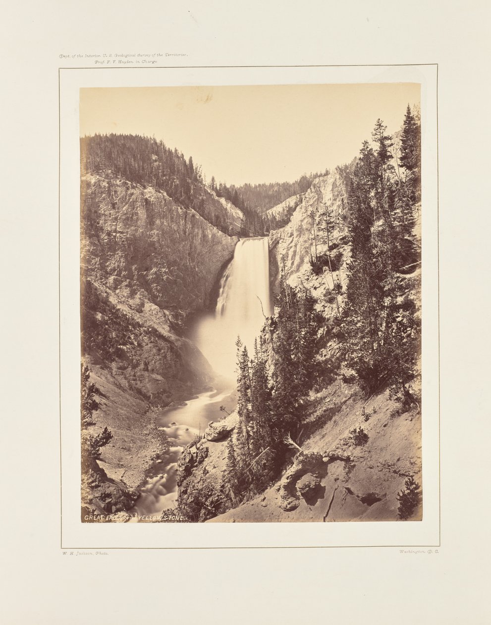 Nedre fossefall i Yellowstone, sett på nært hold av William Henry Jackson