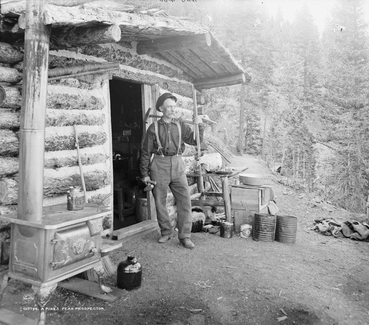Pike's Peak-prospektør i Colorado, ca. 1900 (s/hvitt-bilde) av William Henry Jackson