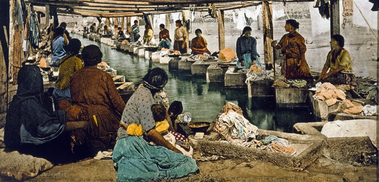 Vaskedag i Mexico City, pub. Detroit, 1880-1900 (chromolitho) av William Henry Jackson