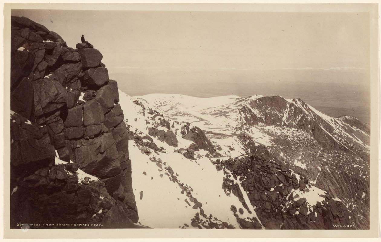 Vestover fra toppen av Pikes Peak av William Henry Jackson