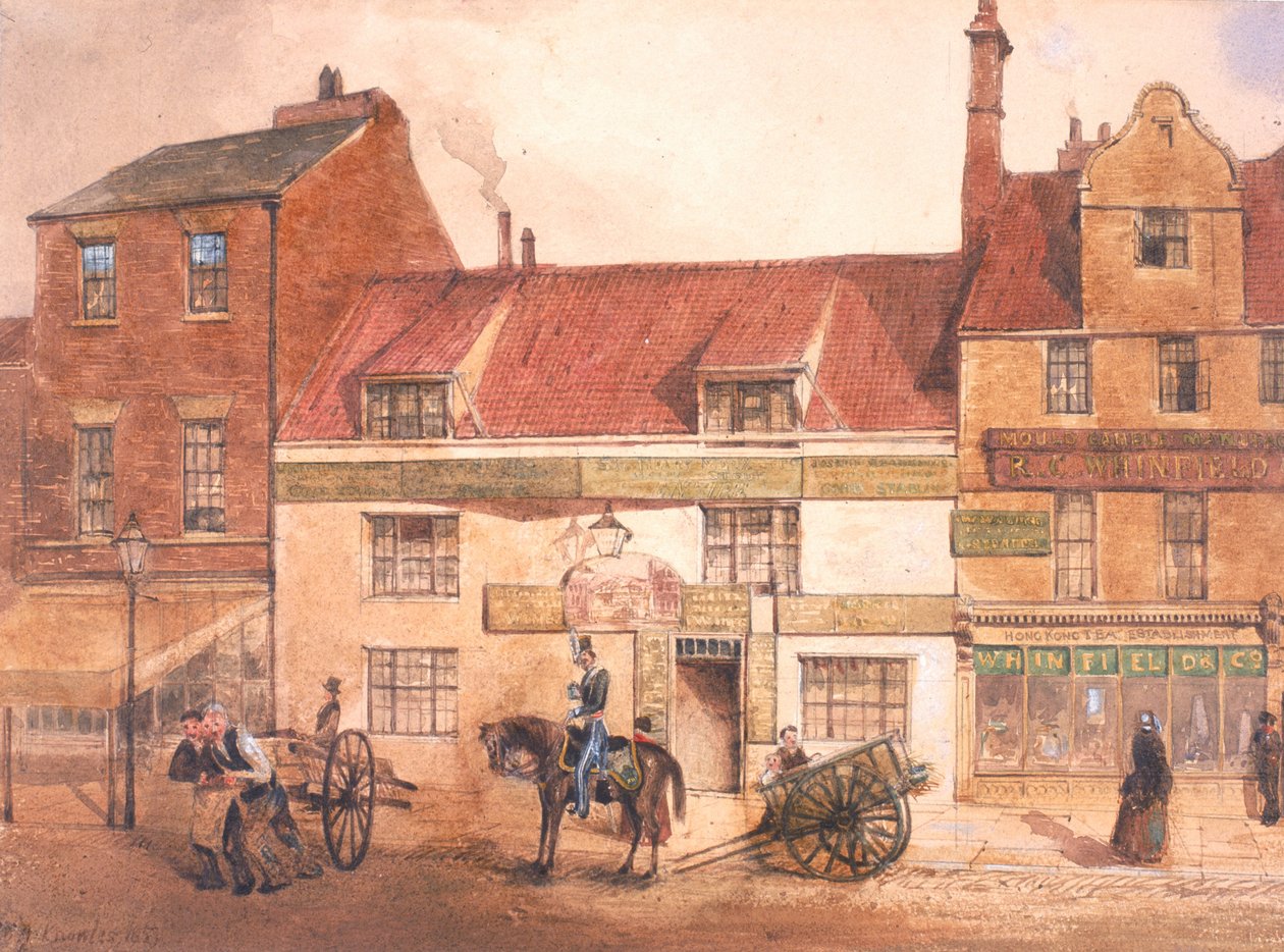 The White Horse Inn, Pilgrim Street (kroppsfarge, blyant og wc på papir) av William Henry Knowles