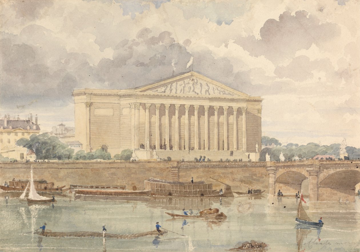 Deputertkammer og Pont Louis XVI, 30. juli 1828, klokken 6 om morgenen av William Henry Lake Price