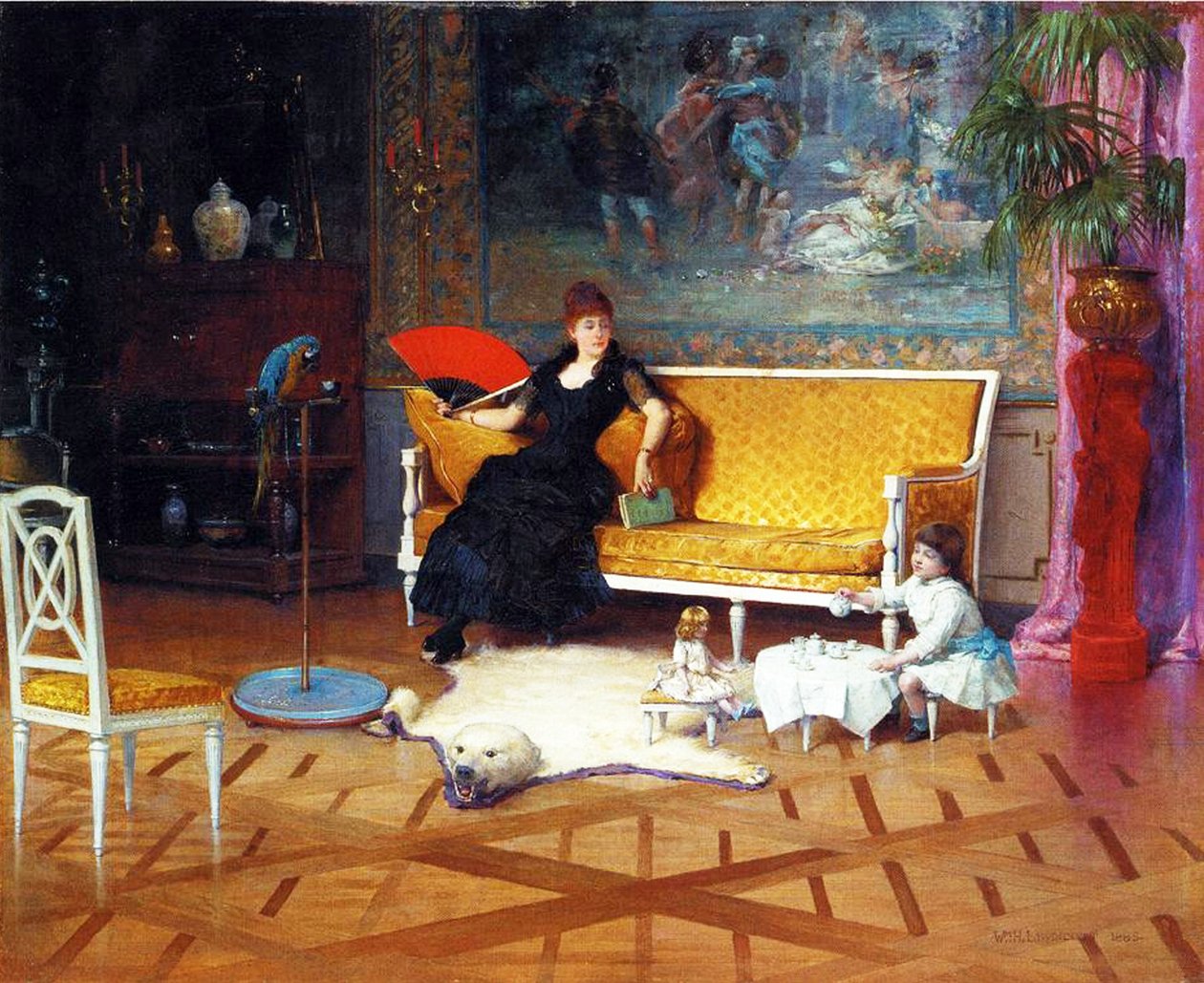 The Dolls Tea Time, 1885 olje på panel av William Henry Lippincott