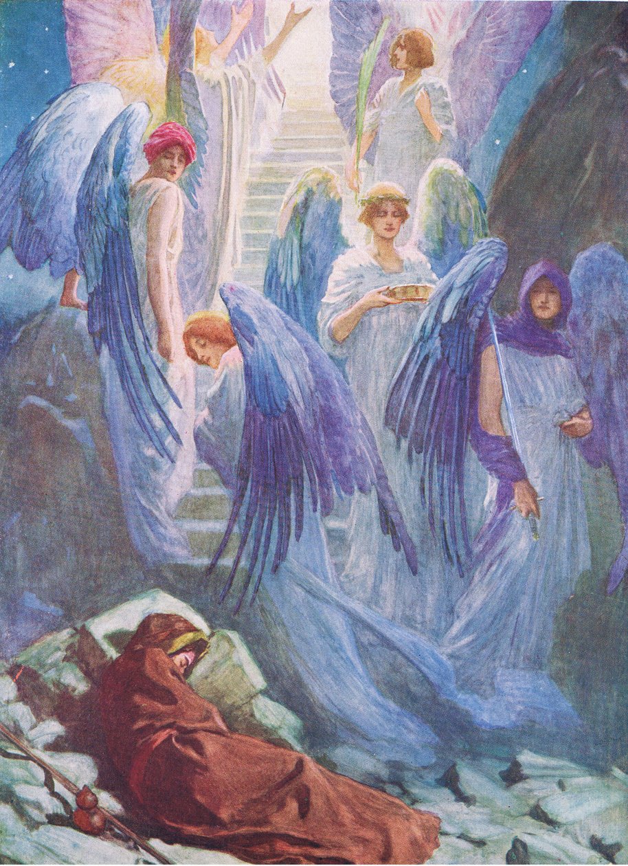 Jacobs drøm, fra The Bible Picture Book utgitt av Thomas Nelson, ca. 1950 av William Henry Margetson