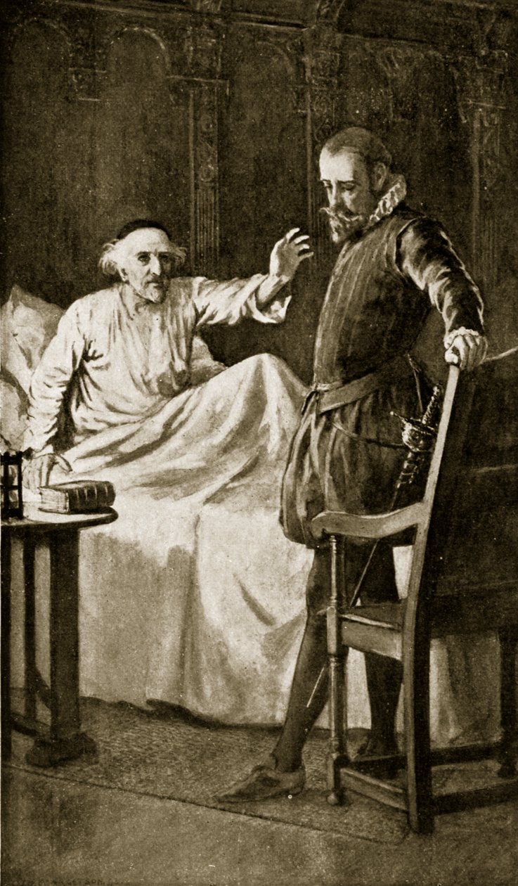 Knox på dødsleiet, november 1572, illustrasjon fra 