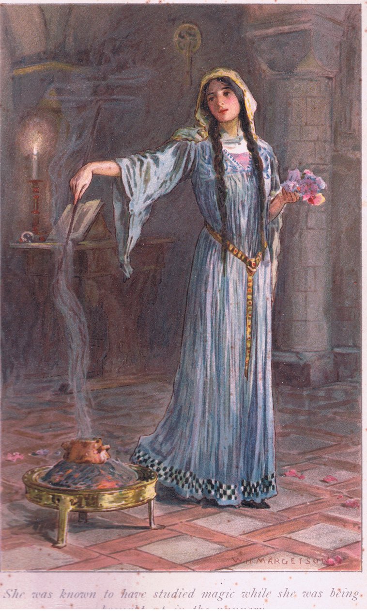 Hun var kjent for å ha studert magi mens hun ble oppvokst i nonneklosteret av William Henry Margetson