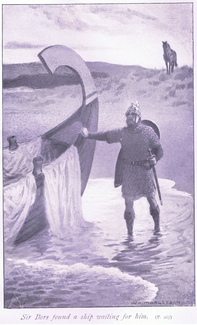 Sir Bors fant et skip som ventet på ham av William Henry Margetson