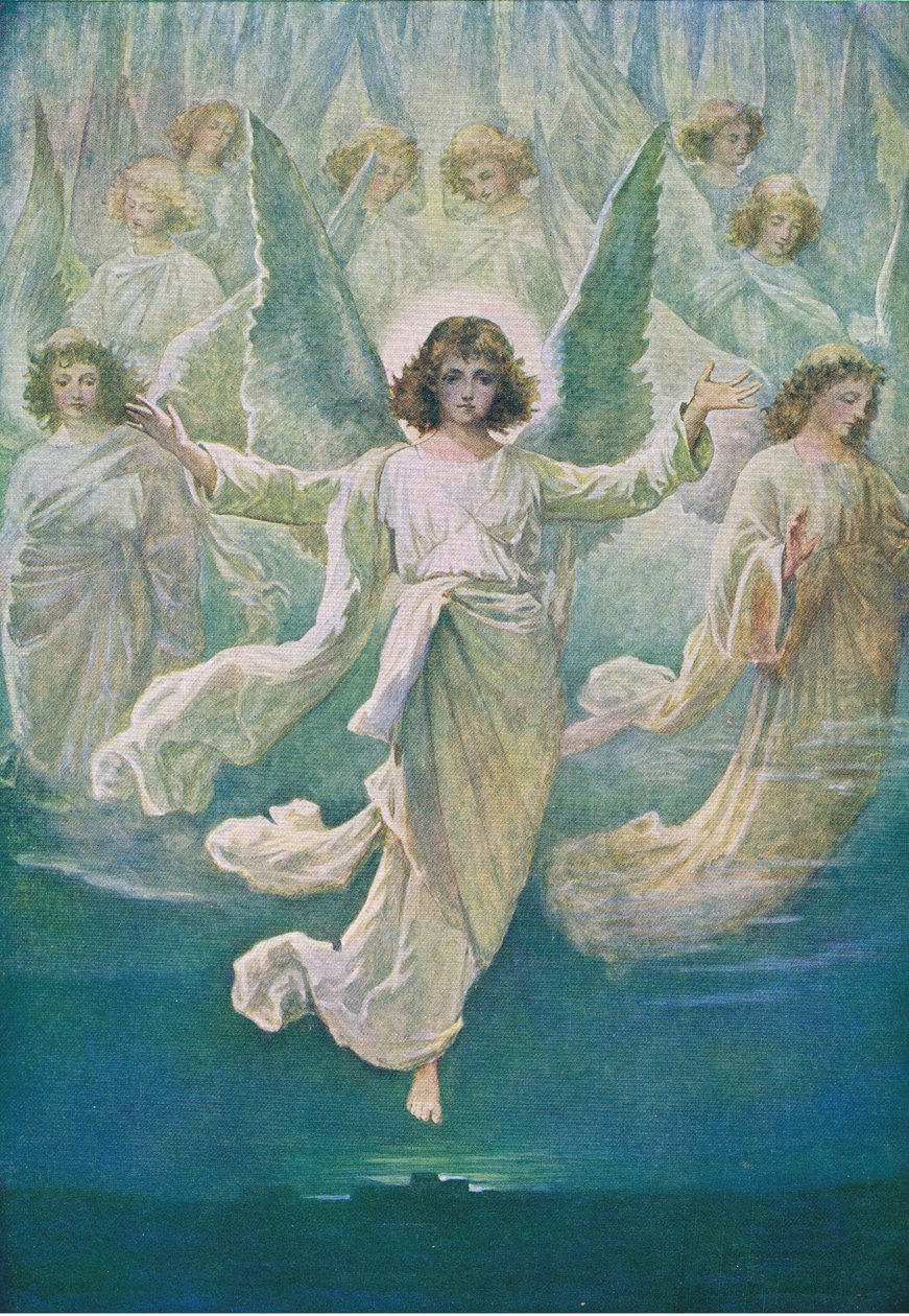 Englekoret, fra The Bible Picture Book utgitt av Thomas Nelson, ca. 1950 av William Henry Margetson