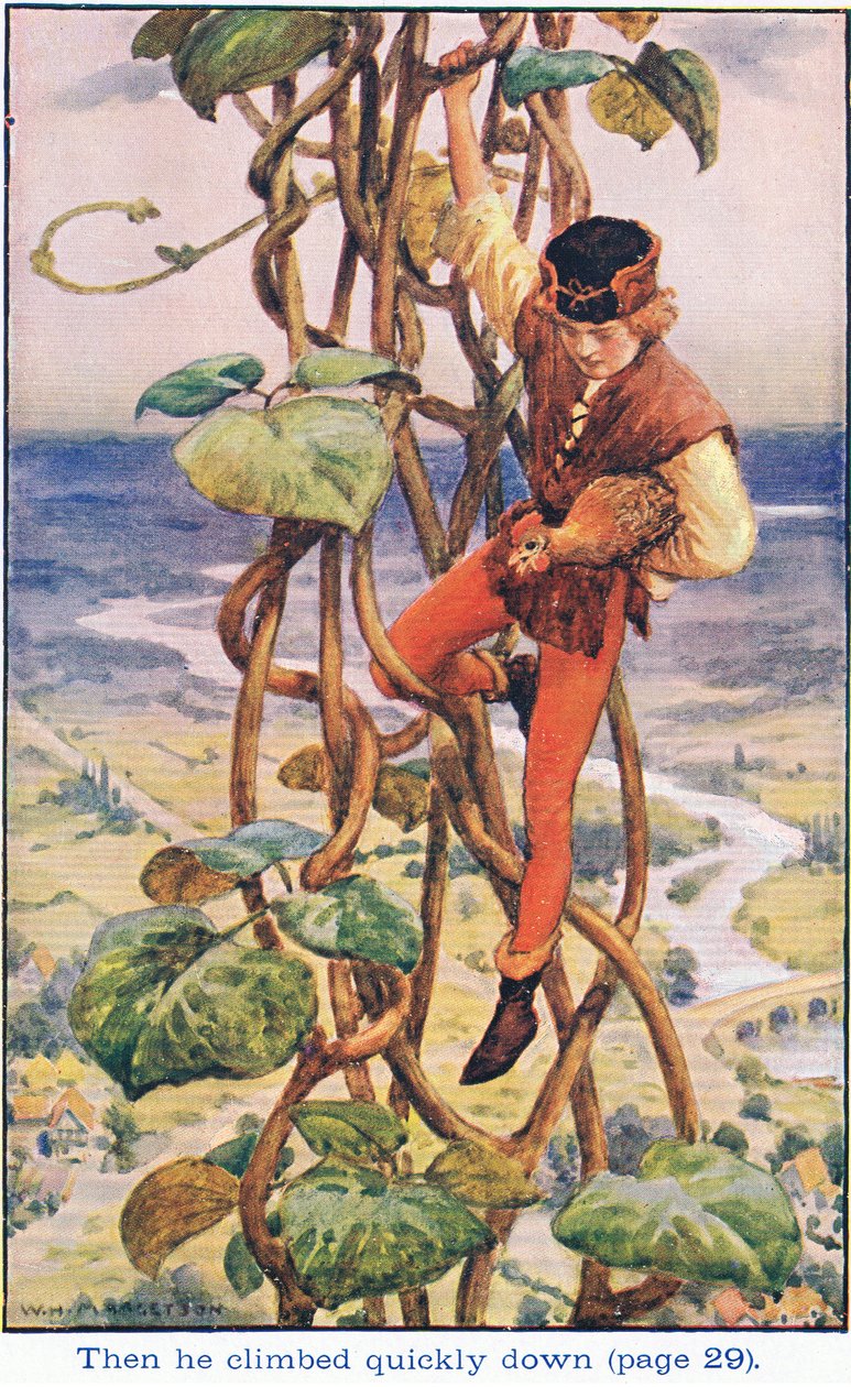 Så klatret han stille ned, Jack and the Beanstalk, 1925 av William Henry Margetson