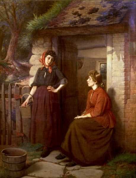 Village Gossip (olje på lerret) av William Henry Midwood