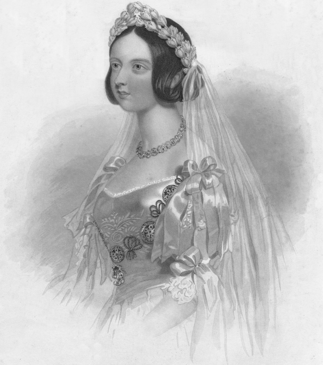 Dronningen i sin brudekjole, 1840. av William Henry Mote