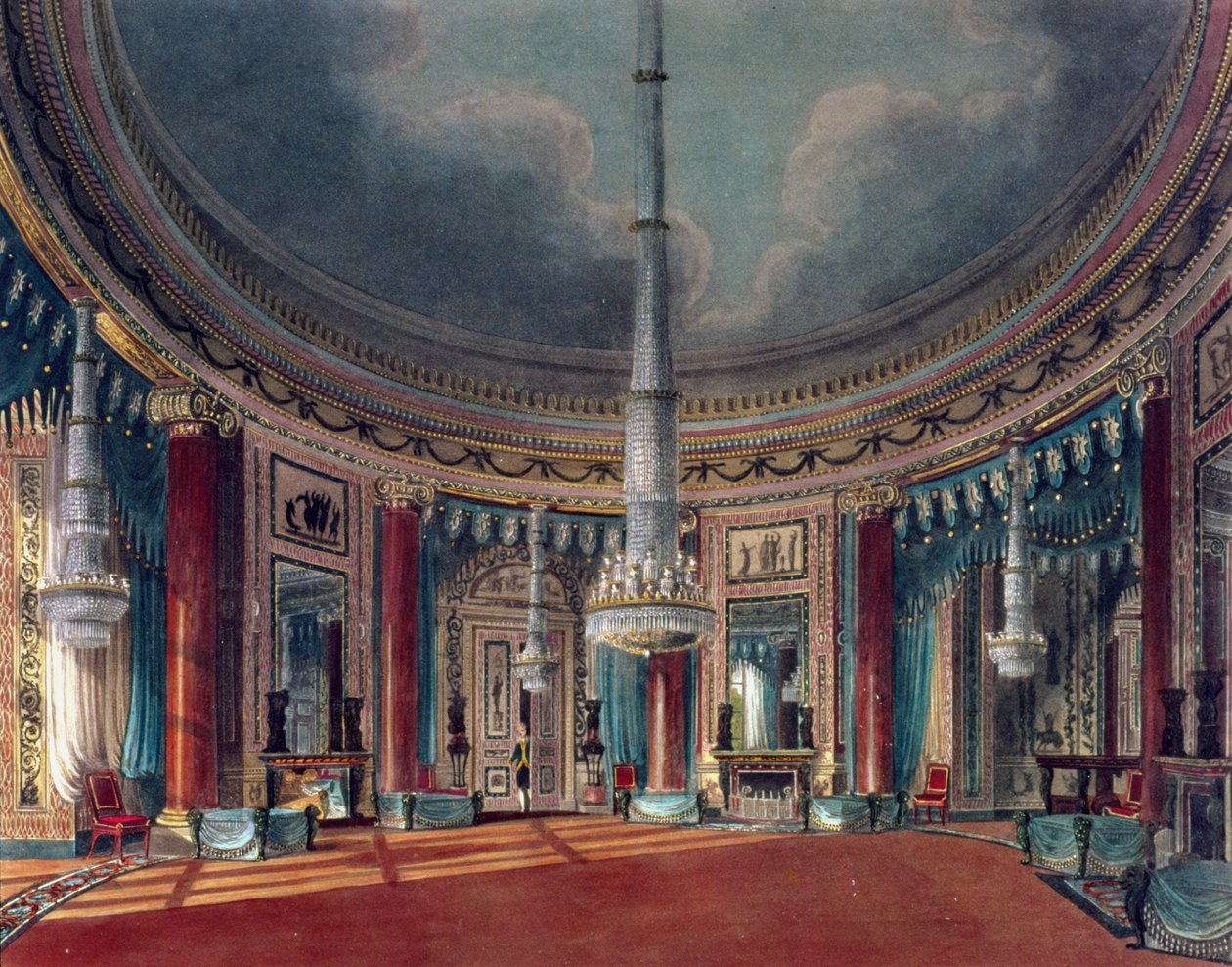 Carlton House, the Circular Room, fra Pynes Royal Residences, utgitt 1818 av William Henry Pyne