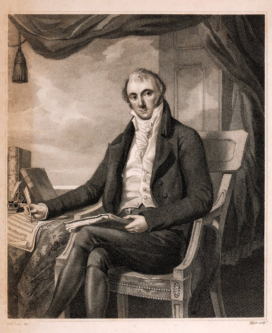 Portrett av pianist og komponist Joseph Wölfl 1773-1812, 1811. av William Henry Pyne