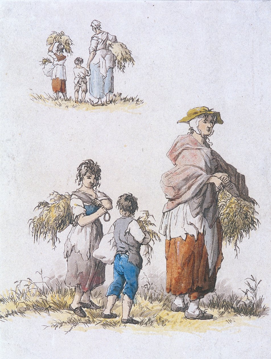 Kvinner og barn som sankes, Provincial Characters, 1802 av William Henry Pyne