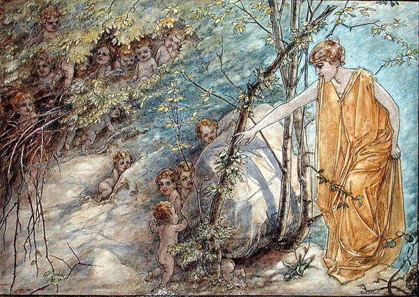Little Shadows (penn, blekk og akvarell på papir) av William Henry Romaine Walker