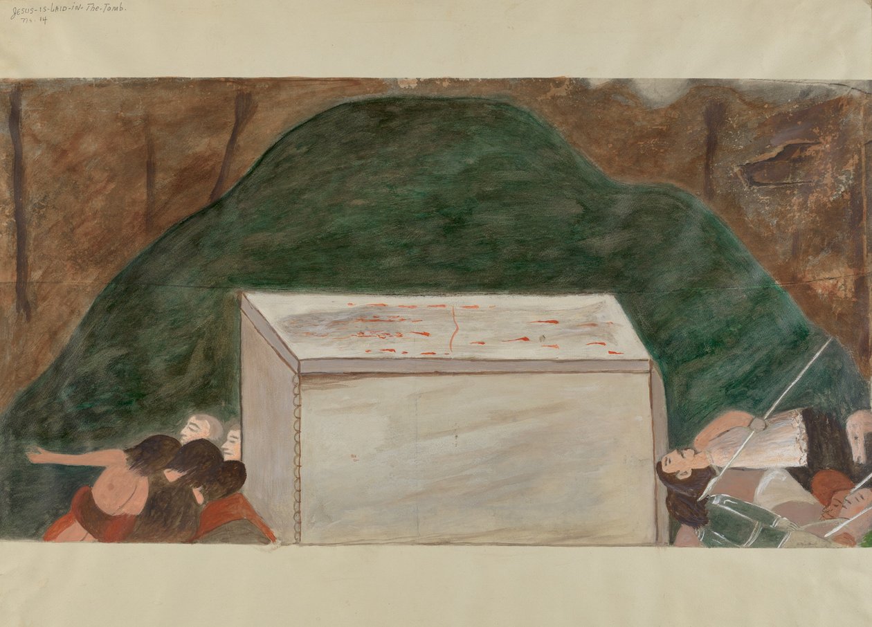 Korsstasjon nr. 14: Jesus blir lagt i sin grav, ca. 1936. av William Herbert