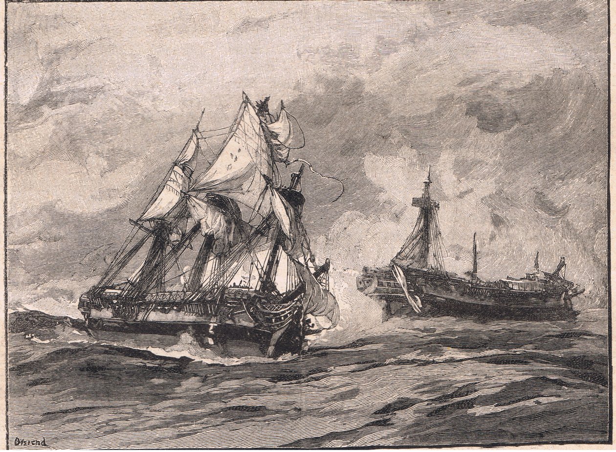 Arethusa og Belle Poule AD 1778 av William Heysham Overend