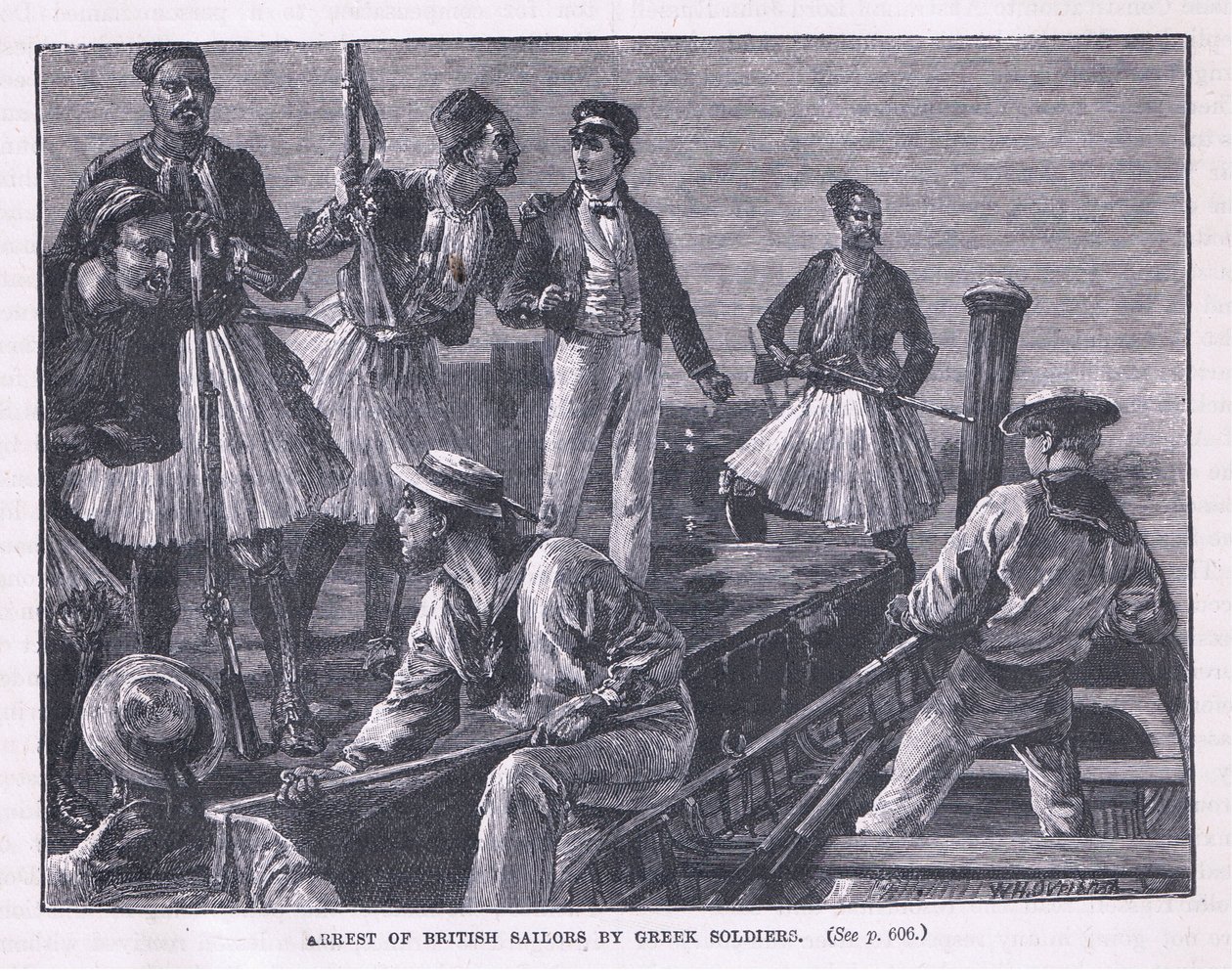 Arrestasjon av britiske sjømenn av greske soldater 1850 e.Kr av William Heysham Overend