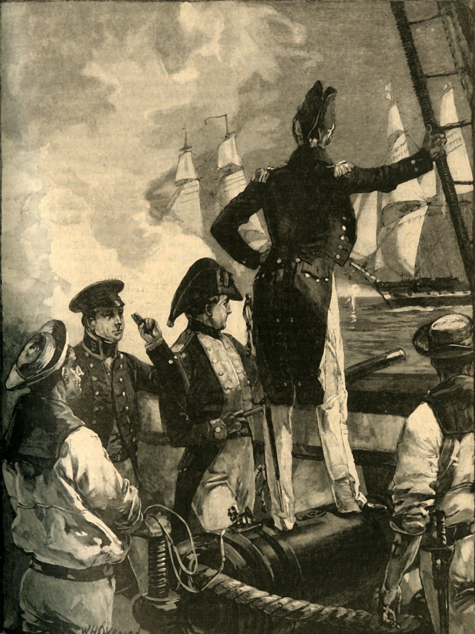 Kaptein William Walpole avskjærer skipene fra hertugen av Saldanhas, Liberal Wars, 1829 c1890. av William Heysham Overend