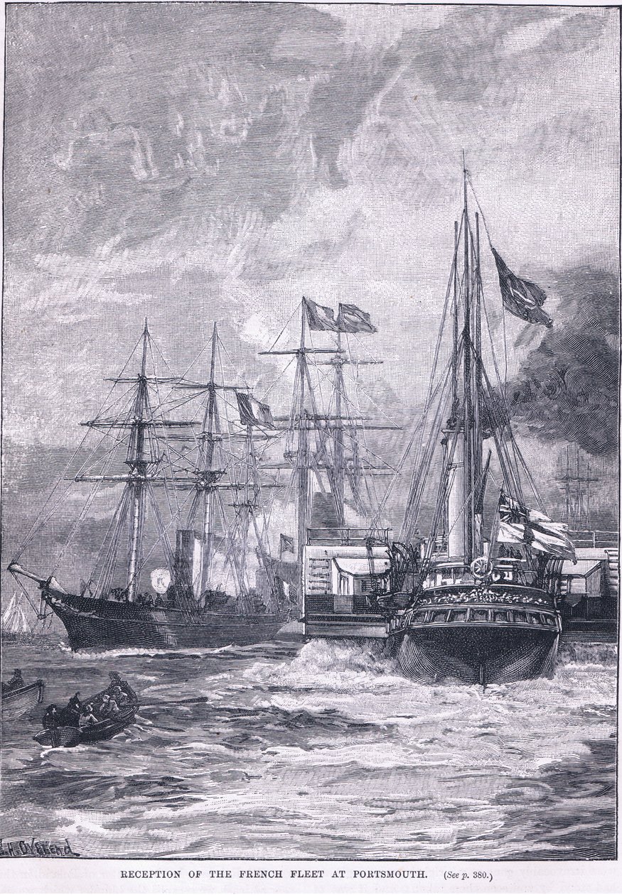 Mottak av den franske flåten i Portsmouth 1865 e.Kr av William Heysham Overend