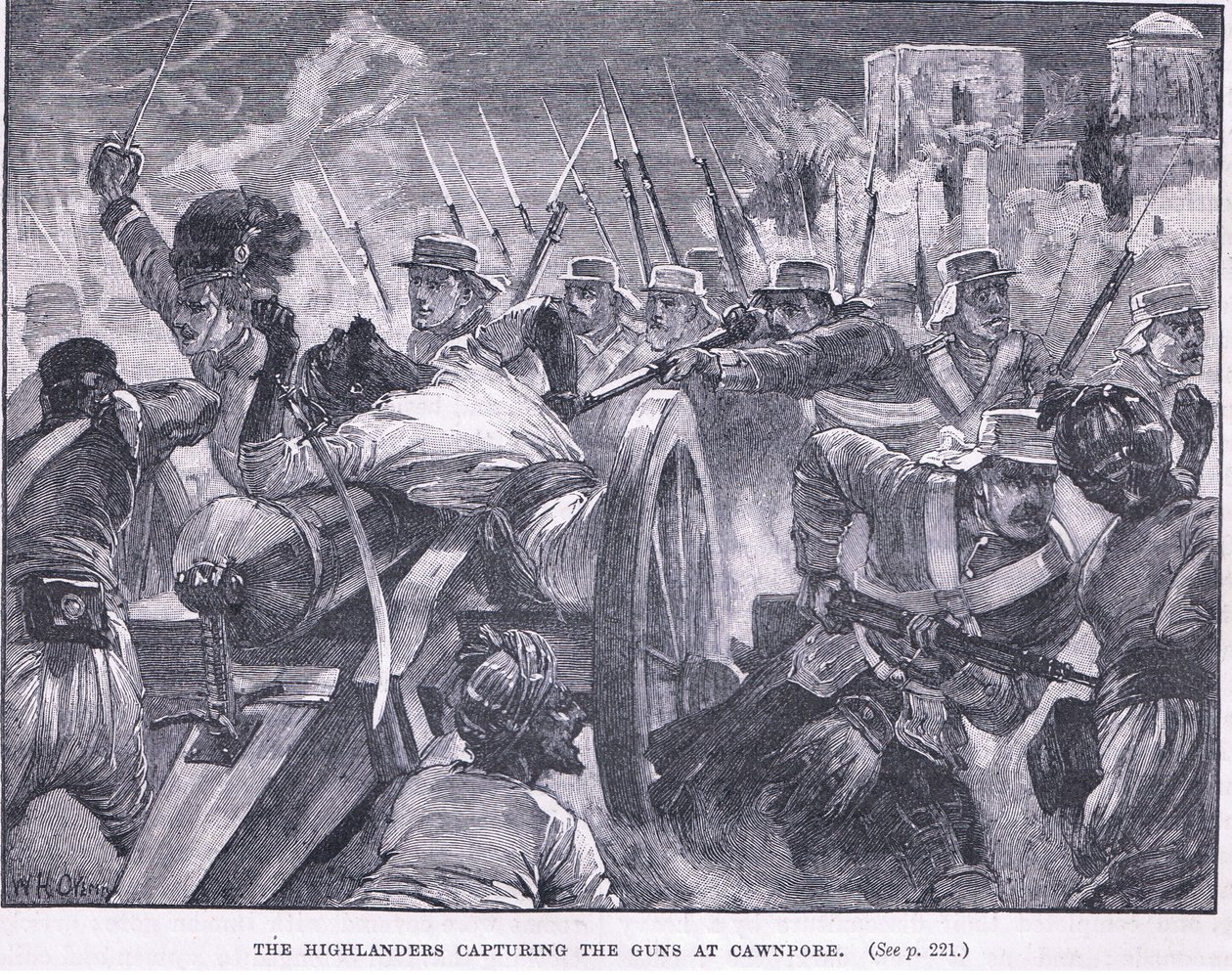 Highlanders fanget Cawnpore 1857 e.Kr av William Heysham Overend