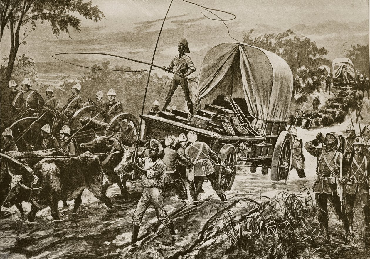 Zulu-krigen: Etshowe-hjelpestyrken krysser en bekk, april 1879 av William Heysham Overend
