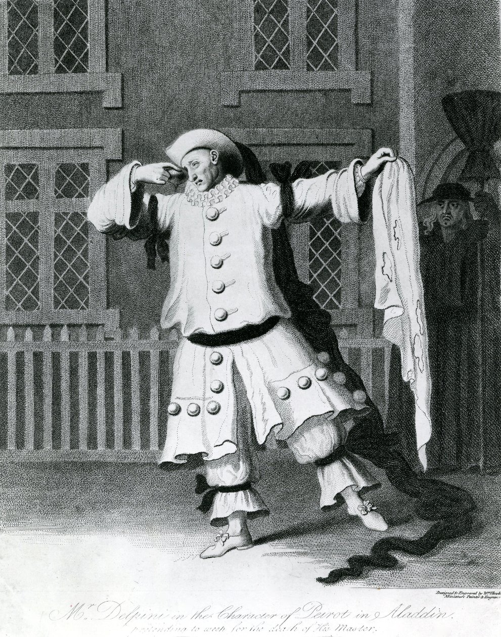 Herr Delphini i rollen som Pierot i Aladdin, 1780-1790 av William Hincks