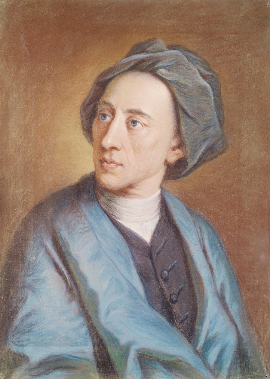 Portrett av Alexander Pope (1688-1744), ca. 1739-84 (pastell på papir) av William Hoare