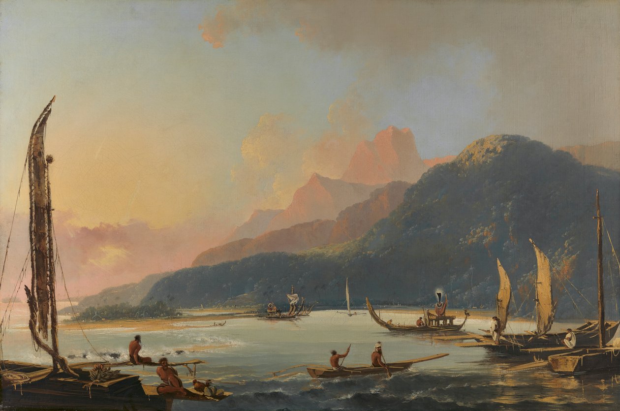 En utsikt over Matavai Bay på øya Otaheite [Tahiti] av William Hodges